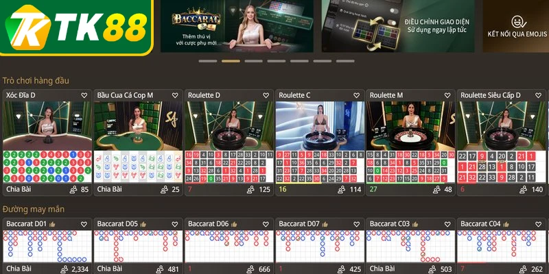 Đa dạng các trò chơi sòng bài cuốn hút tại Casino TK88 Đa dạng các trò chơi sòng bài cuốn hút tại Casino TK88