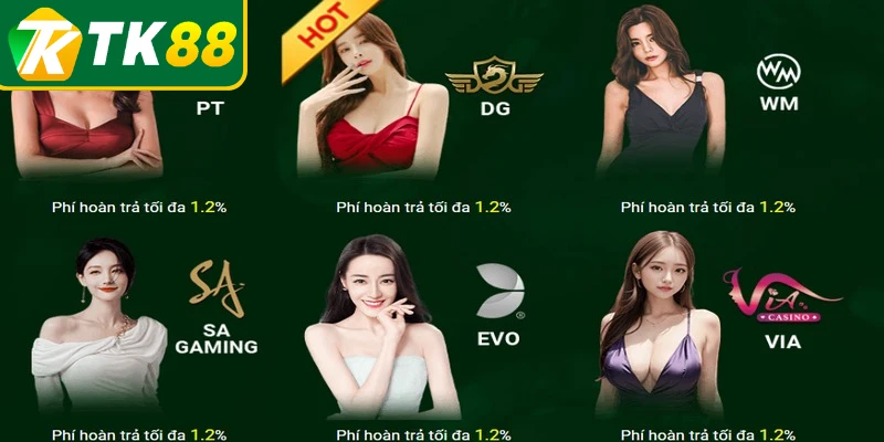 Hệ thống đối tác cung cấp game uy tín tại Casino TK88 Hệ thống đối tác cung cấp game uy tín tại Casino TK88
